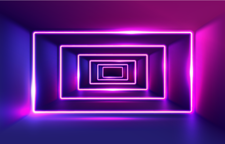 realistic neon lights tunnels background free vector